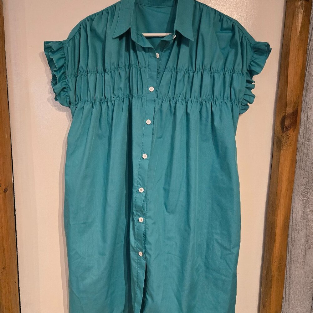 Green button down dress